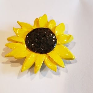 Handmade clay sunflower magnet (price is for 2)